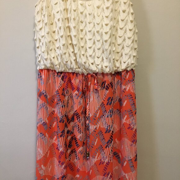 City Triangles Cream Crochet Top Side Slit Mini Maxi Dress - Picture 5 of 16